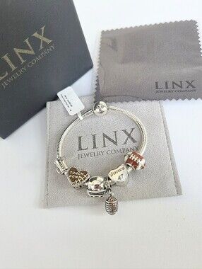 Linx Snake Chain Bracelet with Personalized Name And Jersey # Football Charms